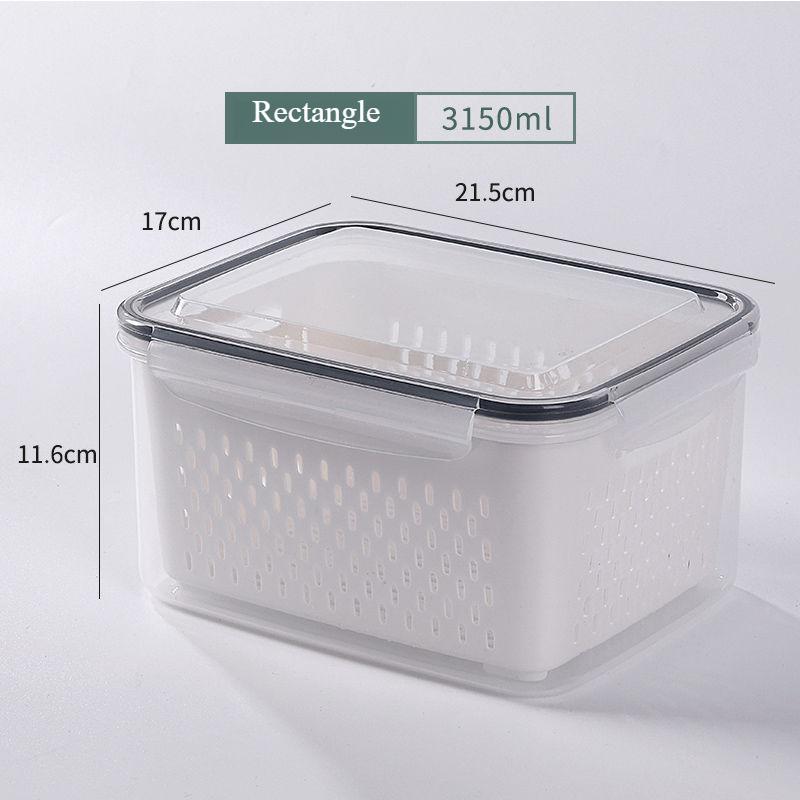 Refrigerator Storage Fridge Organizer Fresh Vegetable Fruit Boxes Drain Basket Storage Containers Pantry Kitchen Organizer( Round/Square/Rectangle)