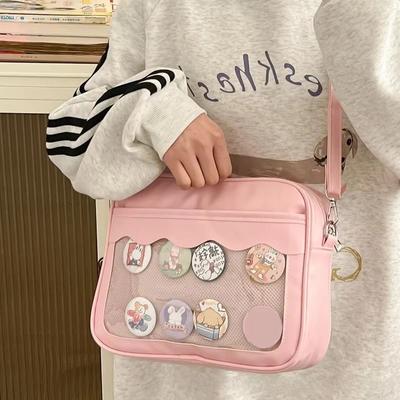 Сумка Harajuku Ita для женщин из искусственной кожи с прозрачным карманом Itabag для девочек старшей школы, сумка через плечо JK, сумки