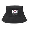 South Korea Flag Print Bucket Hat , Patriotic Fisherman Hat Solid Color Wide Brim Foldable Basin Cap