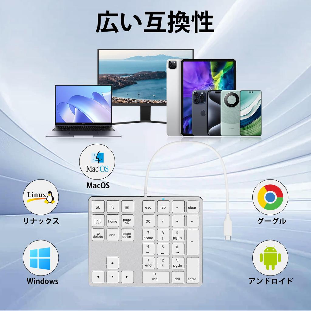 Проводная тонкая цифровая клавиатура на 34 клавиши для Mac с клавишей Tab, цифровая клавиатура пантограф, мини-клавиатура с хабом, оснащенная 2 USB-портами и 1 USB