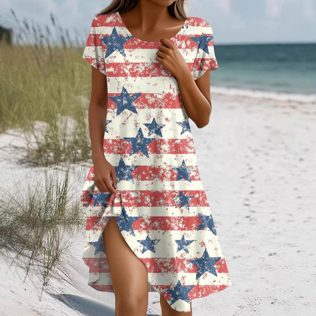 Платье в стиле бохо с коротким рукавом для женщин, повседневное, свободного кроя, летнее, сарафан с цветочным принтом и карманами