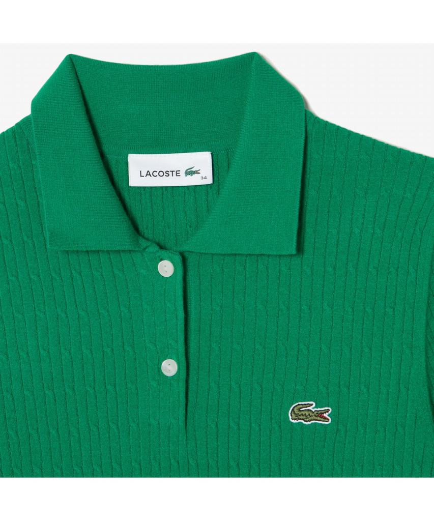 Lacoste Women'S Cable Short Sleeve Sweater Dress Ef382E-55G Siw
