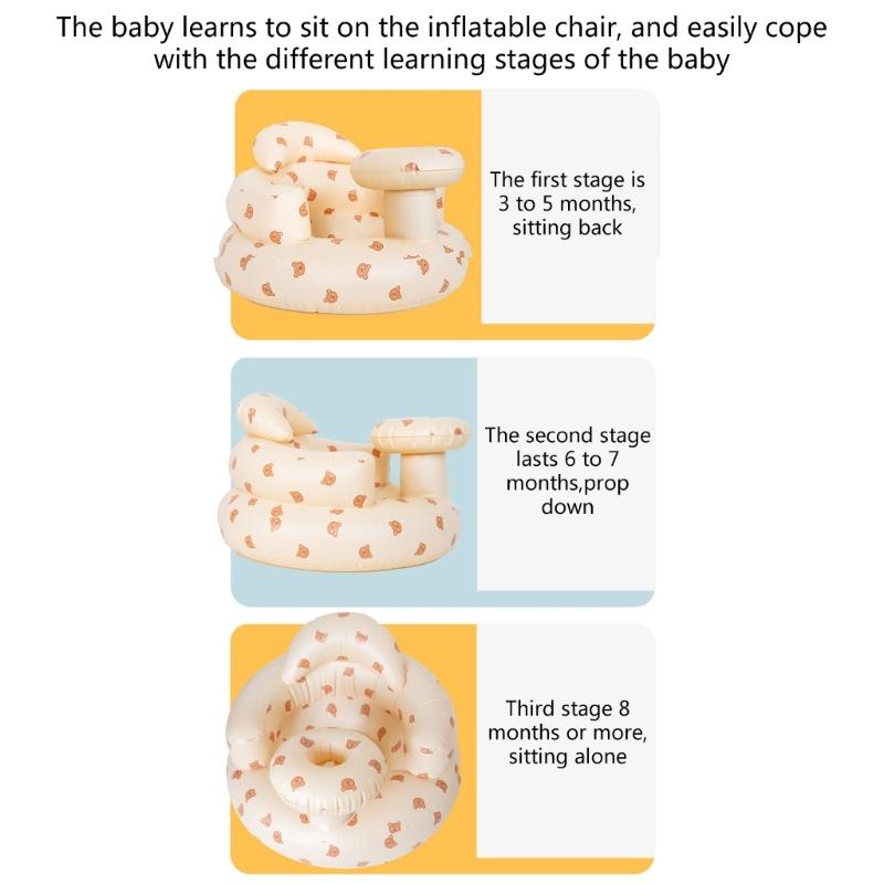 Детское кресло для обучения плаванию, надувное и складное, детский табурет для купания, с мультяшным рисунком медведя, детское кресло для игр в бассейне