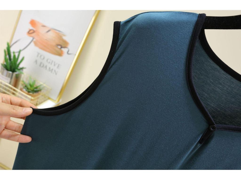 Пижама для пары из модального хлопка больших размеров: Мужской жилет без рукавов и женская однотонная ночная рубашка на лето