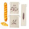 French Stick Bread Storage Bag - Reusable Rustic Linen Bread Pouch Large Drawstring Bread Sack for Bakeries