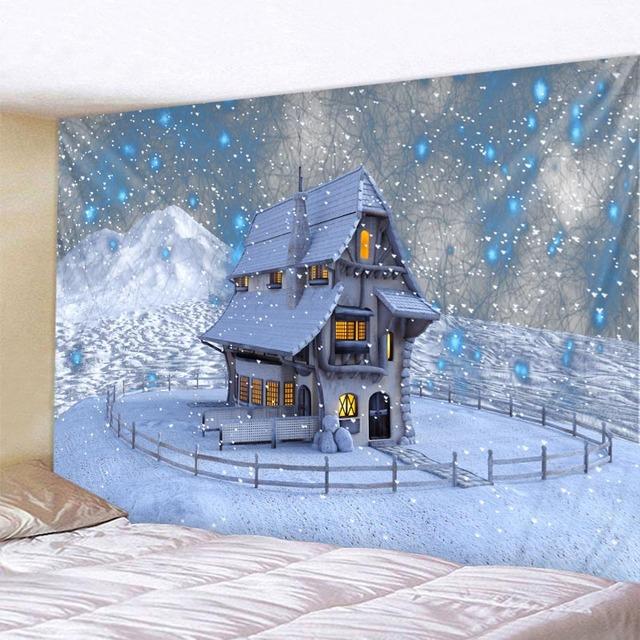 Рождественский гобелен, Рождественская елка, камин, теплая семейная настенная подвеска, рождественский снежный фон, украшение для дома, комнаты, подарки