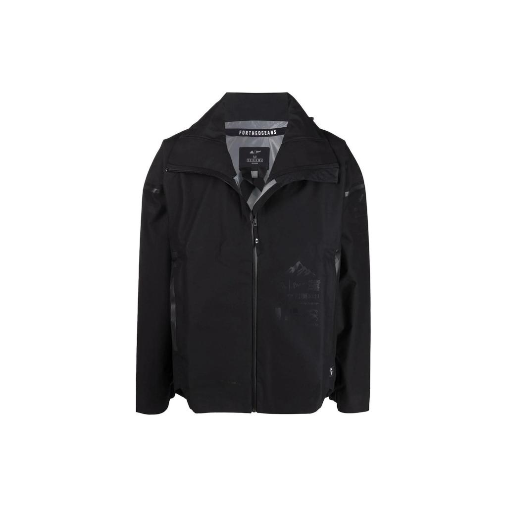 Adidas Originals Trefoil Solid Logo Print Zip-Up Collar Sports Jacket Men Jacket Black H16254