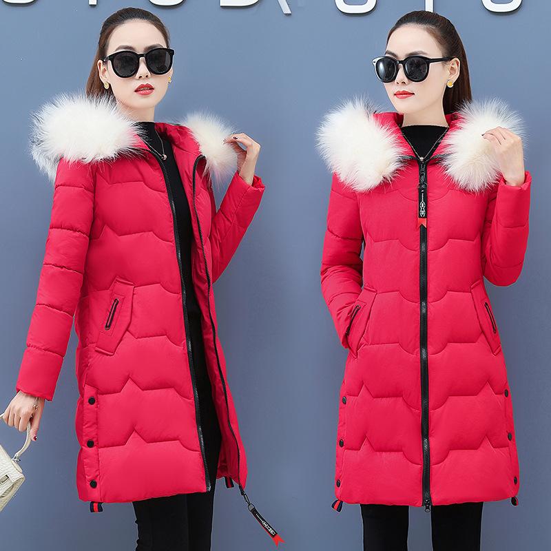 Зимний теплый пуховик для женщин средней длины, утолщенный теплый воротник, хлопковая куртка, хлопковая куртка