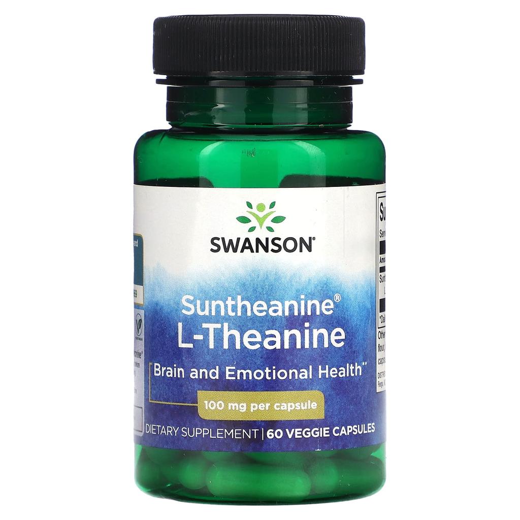 Swanson Suntheanine L-theanine, 100mg, 60 Vegetable Capsules