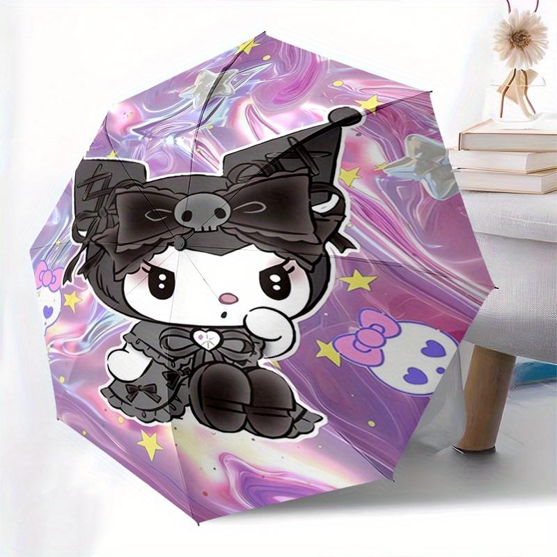 Kuromi,Cute Automatic Umbrella-Foldable, Durable 8-Bone Design, Compact and Stylish, Great for Camping, Halloween, Christmas, Mother's Day T