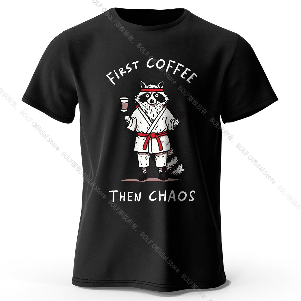 Мужская футболка с принтом "First Coffee" 100% хлопок Оверсайз Утренние графические футболки для женщин Летние топы Кафе Уличная одежда