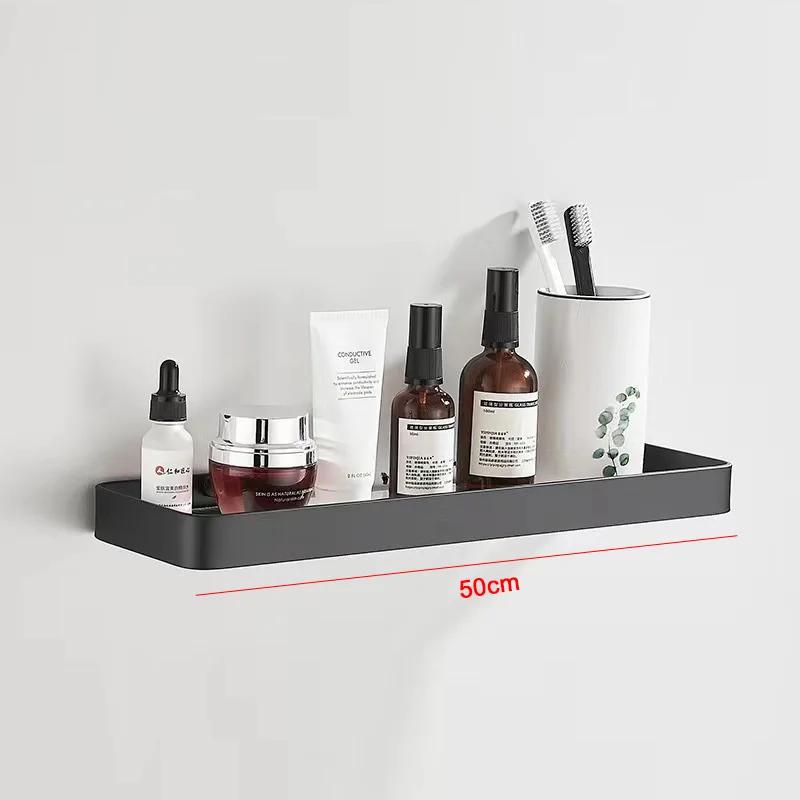 30-50CM Brushed Gold Glass Shelf Aluminum Bathroom Storage Holder Bath Shower Shelf Bathroom Shelf Mirror Wall Tray Towel Bar