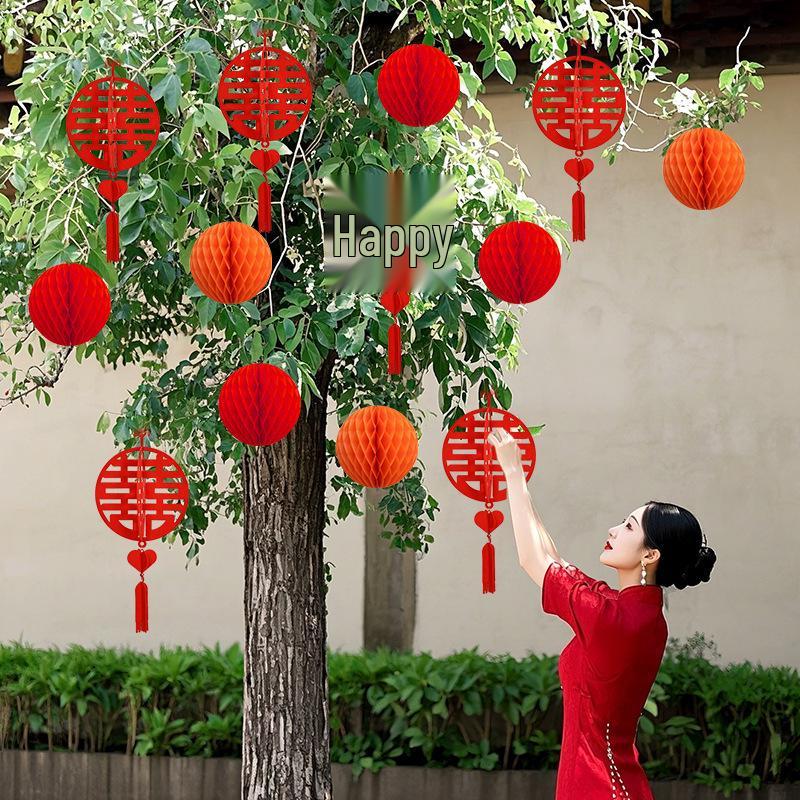Подвесные фонари в деревенском стиле для украшения дерева - Свадебные и новогодние уличные украшения