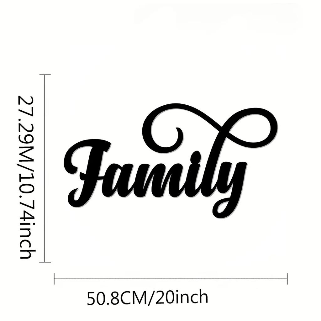 Металлический настенный знак «Семейный» — курсивный декоративный акцент, словесный знак для декора стен, настенное искусство и металлическое настенное украшение