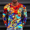 Erkaklar futbolkasi Tee Grafik Geometrik Dumaloq Bo'yin Kiyim Kiyim 3D Bosilgan Futbolka Ochiq Havoda Kundalik Uzun Qisma Moda Dizayneri Top