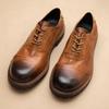 British Retro Handmade Casual Leather Shoes Men'S Leather Round Head Business Dress Commuter Leather Shoes Wedding Shoes Tooling Shoes Soft Sole