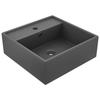 VidaXL Luxury Square Washbasin with Overflow Countertop Washbasin Toilet Hand Basin Bathroom Cosmetic Room Dark Grey 146950