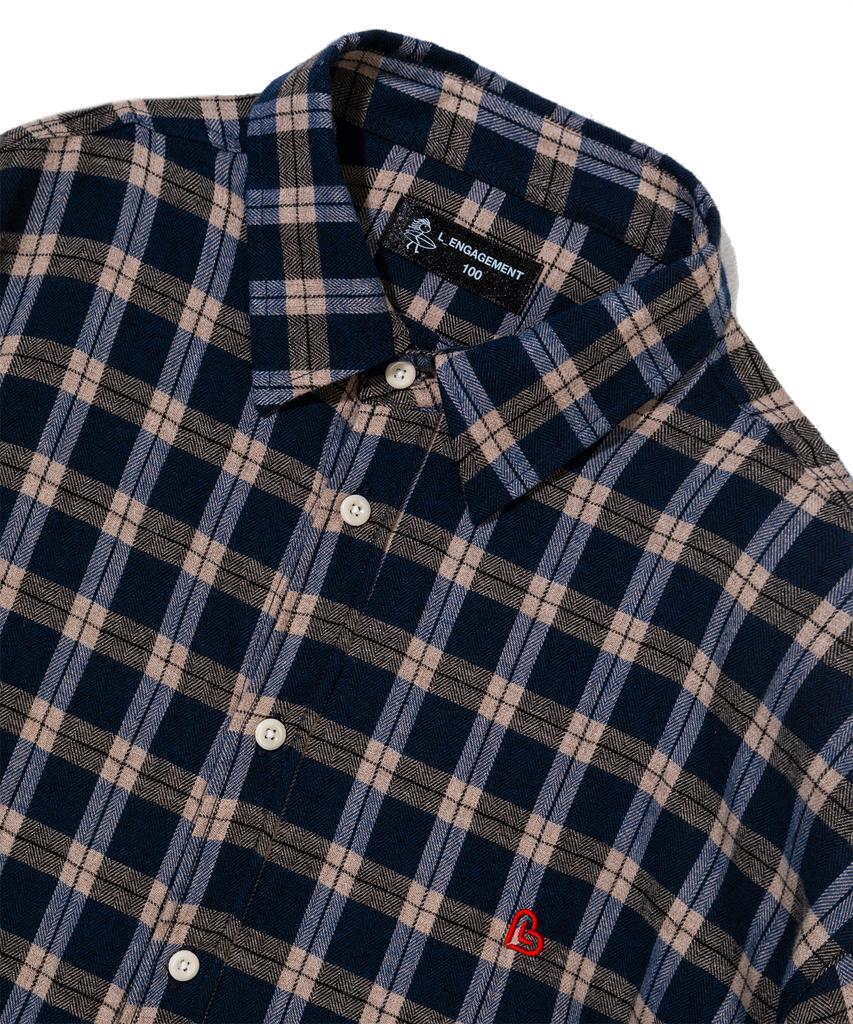 LENGAGEMENT Taguanut Button Oversized Check Brushed Shirt [Blue]