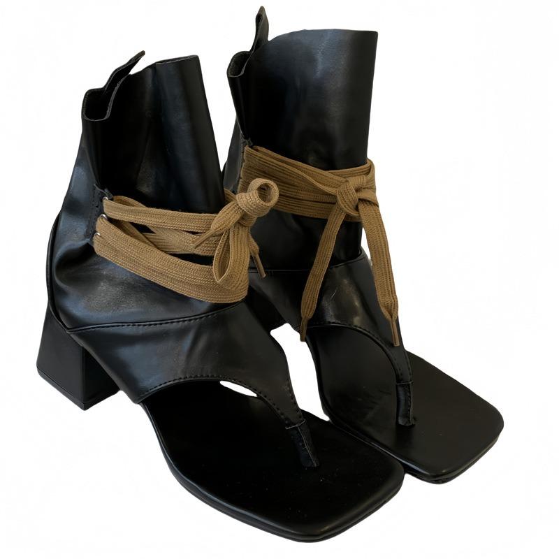 Босоножки на высоком каблуке женские летние новые ретро-сандалии женские на платформе с открытым носком женские ботинки модные брюки крутые ботинки