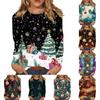 Women's Fashionable Casual Long Sleeved Christmas Printed Round Neck Top Long Sleeved Top