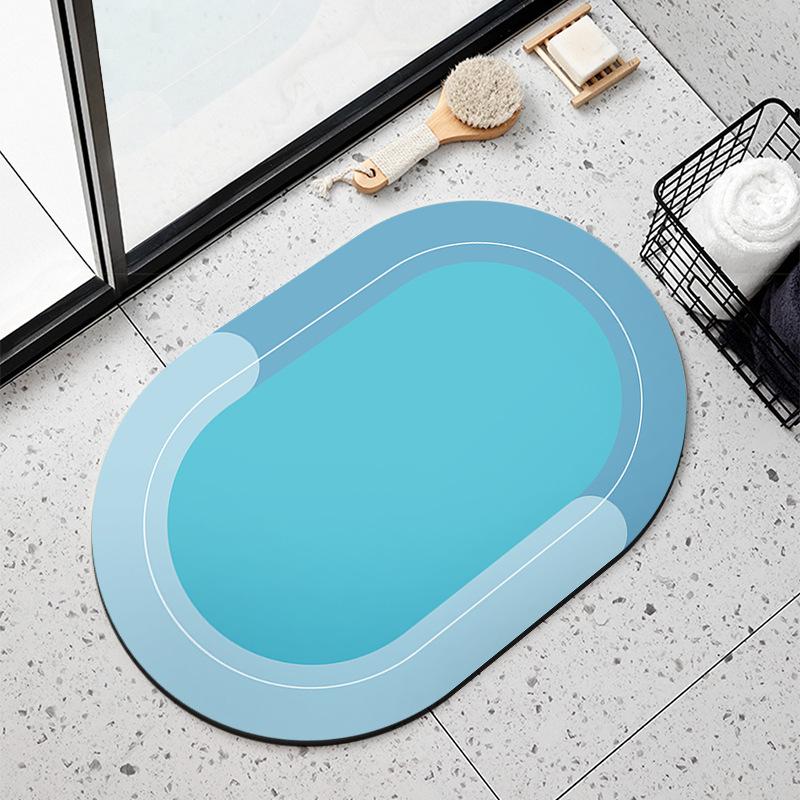 Simple Wordless Diatom Mud Style Soft Cushion Household Bathroom Door Mat Bathroom Water Absorption Quick-drying Anti-slip Foot Mat