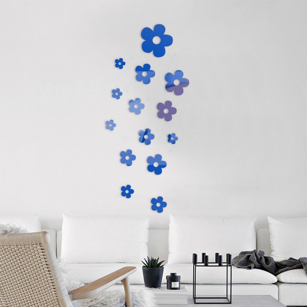 23pcs Flower DIY Mirror Wall Stickers Acrylic Art Wallpaper for Living Room Decoration Home TV Background Wall Decorative Mural