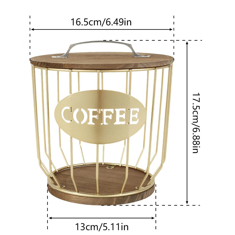 Держатель для кофейных капсул, металлический большой емкости, органайзер для кофейных капсул с деревянной крышкой для кофейной стойки, контейнер для хранения
