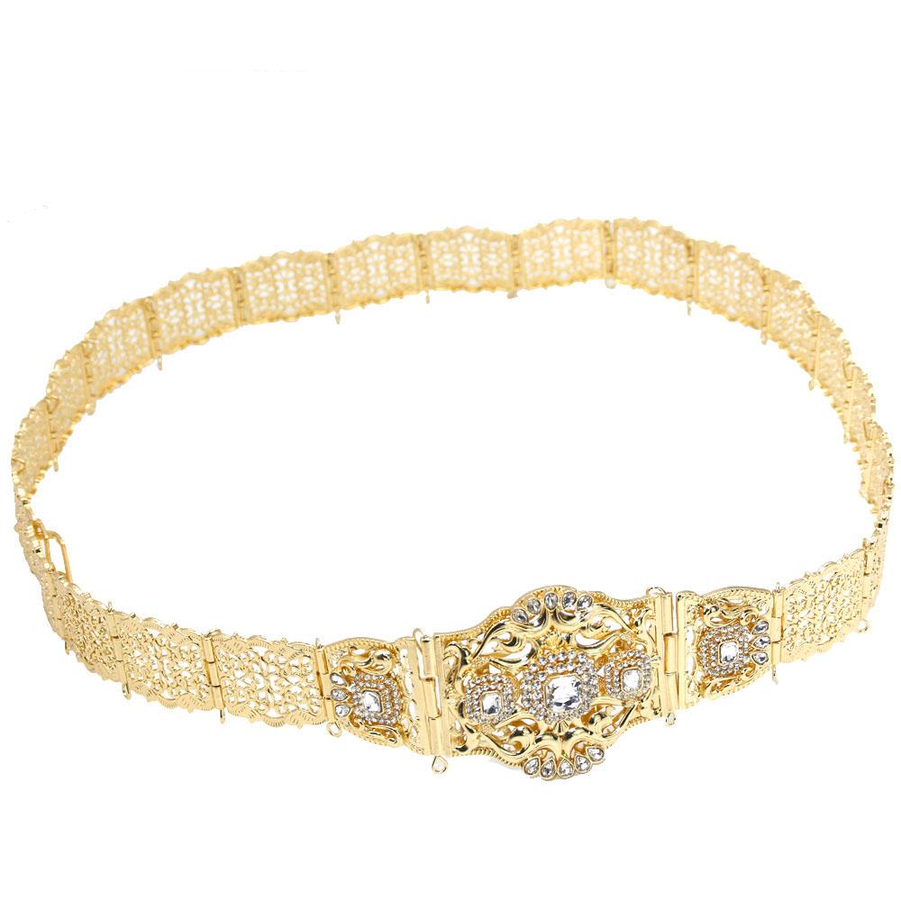 Женский пояс со стразами золотого цвета, металлическая цепочка на талию, Этническая свадебная бижутерия для тела, подарок