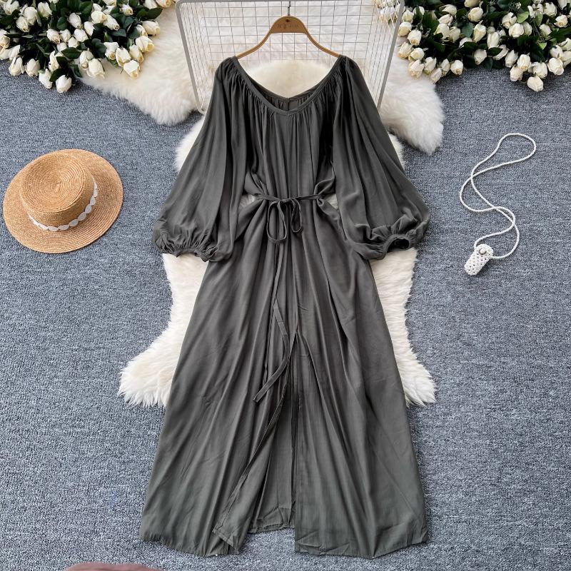 Элегантные нежные платья с рукавами-фонариками Y2k, стройная талия, кружевное платье для женщин, летнее, средней длины, со сборками, Vestidos Mujer