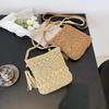 Yogodlns Straw Woven Square Women Crossbody Shoulder Bag Fashion Tassle Design Small Handbag Summer Beach Bag Lady Travel Shopper Totes