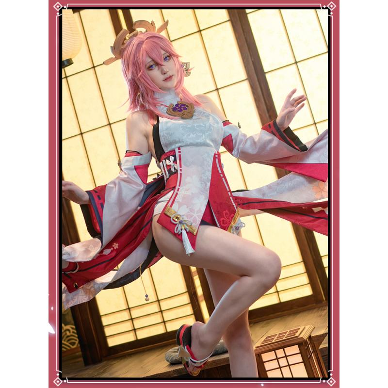 Yae Miko Косплей Костюм Парик Платье Игра Yaemiko Guuji Yae Косплей Хэллоуин Вечерние Костюмы для Женщин