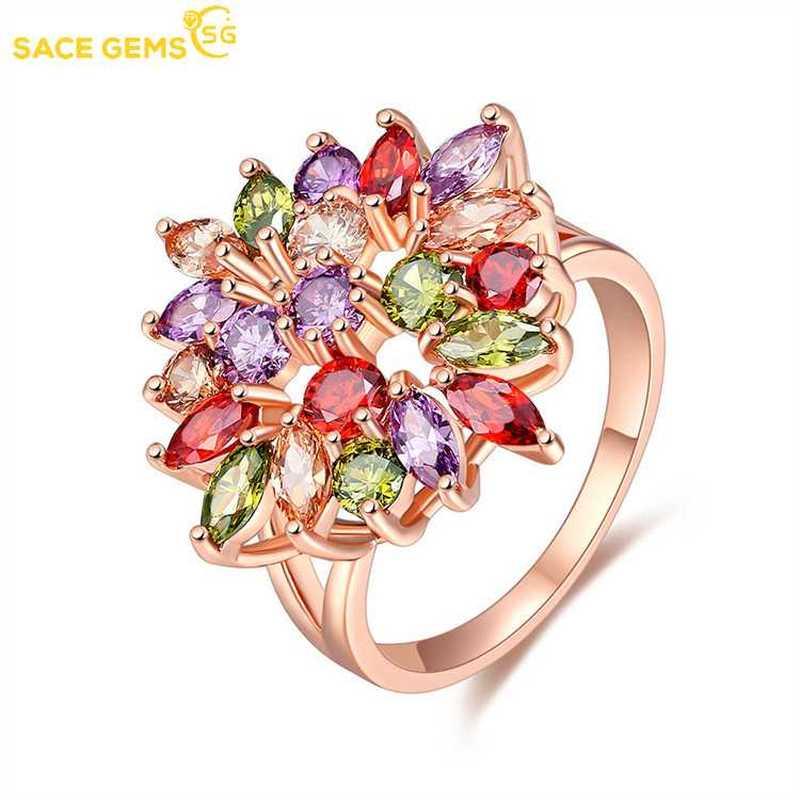 Sace Gems Классическое роскошное многоцветное кольцо с цирконом, женские ювелирные изделия, свадебный подарок для вечеринки