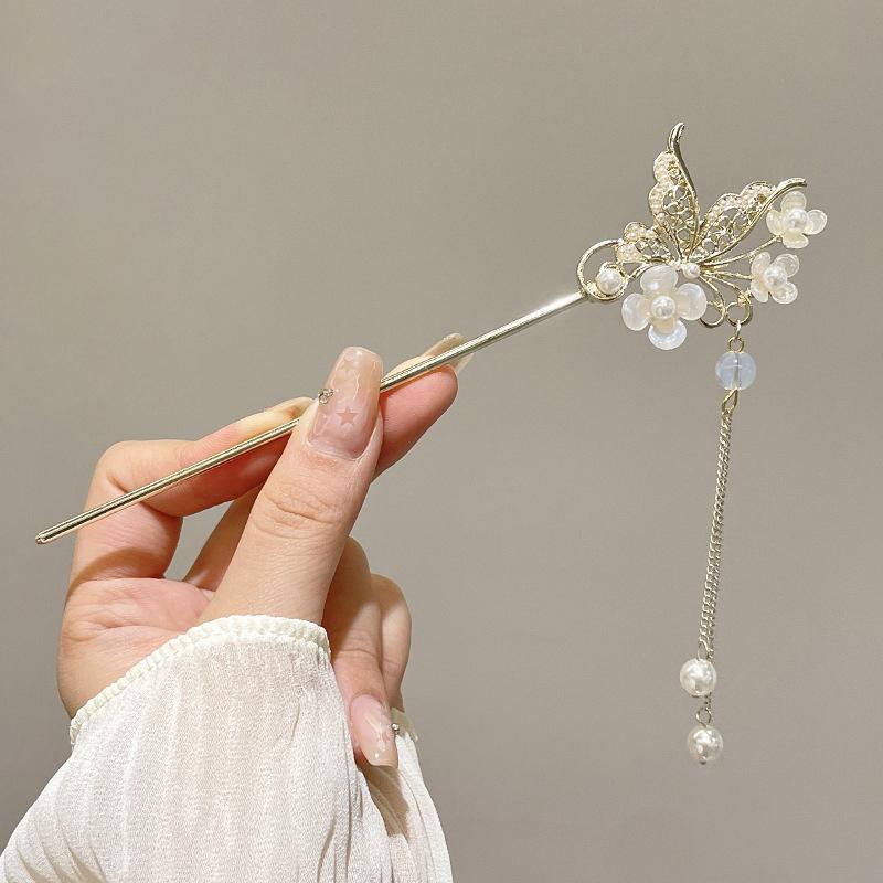 Винтажная китайская палочка для волос в стиле ханьфу, женская металлическая кисточка, вилка для волос, палочки для еды, заколка для волос, женские украшения, заколки для волос, аксессуары