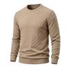 Men S Checkerboard Jacquard Crew Neck Long Sleeve Knit Pullover Sweater