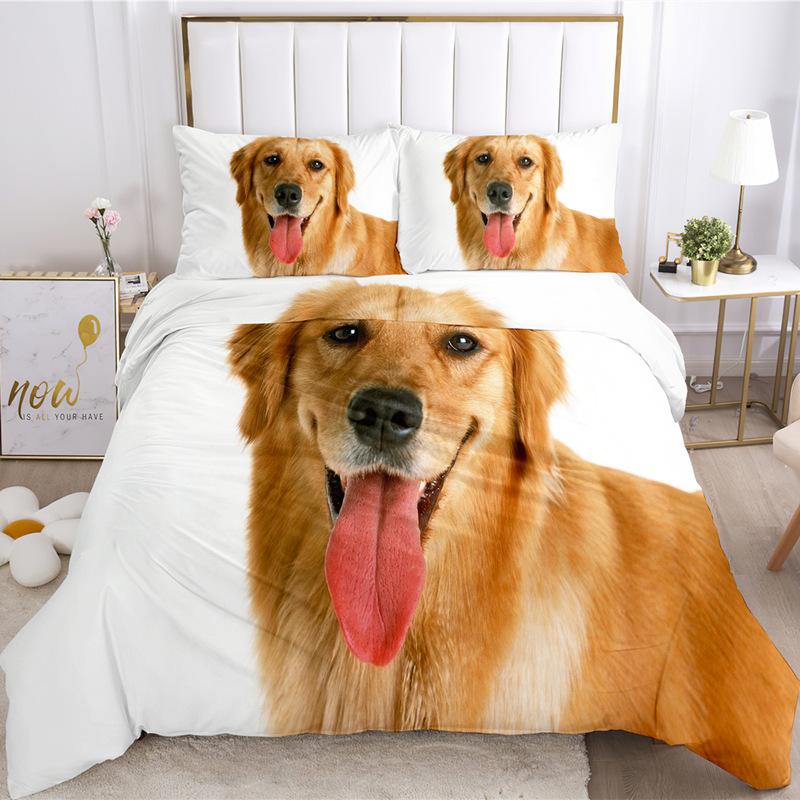 Cute Dogs Duvet Cover Pet Dog Funny Animal Bedding Collection 3D Print Puppy Comforter Cover Pillowcases Full King For Kids Teens Decor