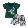 Boys Summer Shorts Sets Short Sleeve O Neck Duck Embroidery Tops and Camouflage Shorts Sets