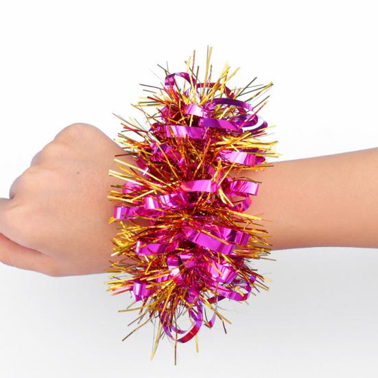 1 пара мишурных браслетов, красочная эластичная лента, универсальный размер для взрослых и детей, реквизит для детского сада, танцевального выступления, День защиты детей, спортивная группа поддержки