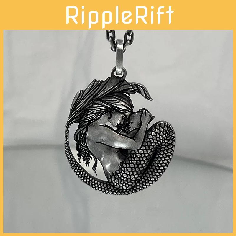 Pendant Mermaid Fashionable Necklace Geometric Pattern Men Women Decoration