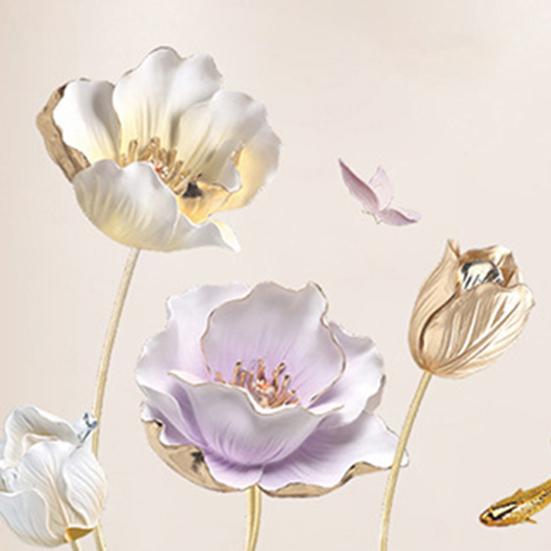 1 Set Beautiful Wide Applications Lightweight Wall Decal Lotus Flower Pattern Mural for Home