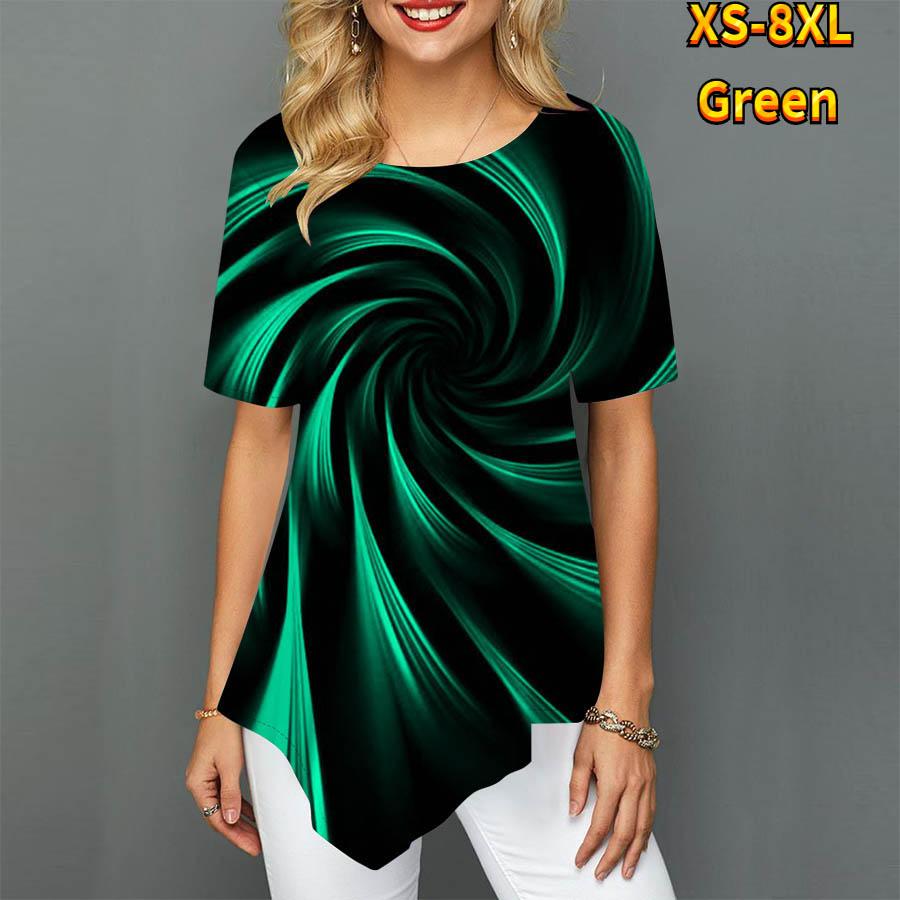 Женские футболки больших размеров с принтом торнадо, свободные повседневные топы, женская нерегулярная летняя одежда для женщин