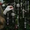 10 Pcs Crystal Snowflake Icicle Ornaments Clear Acrylic Christmas Ornaments for Christmas Tree Winter New Year Party Decor