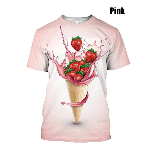 Новая мужская и женская летняя новая модная футболка с мороженым и 3D принтом, летняя уличная забавная еда, повседневный топ в стиле хип-хоп, панк