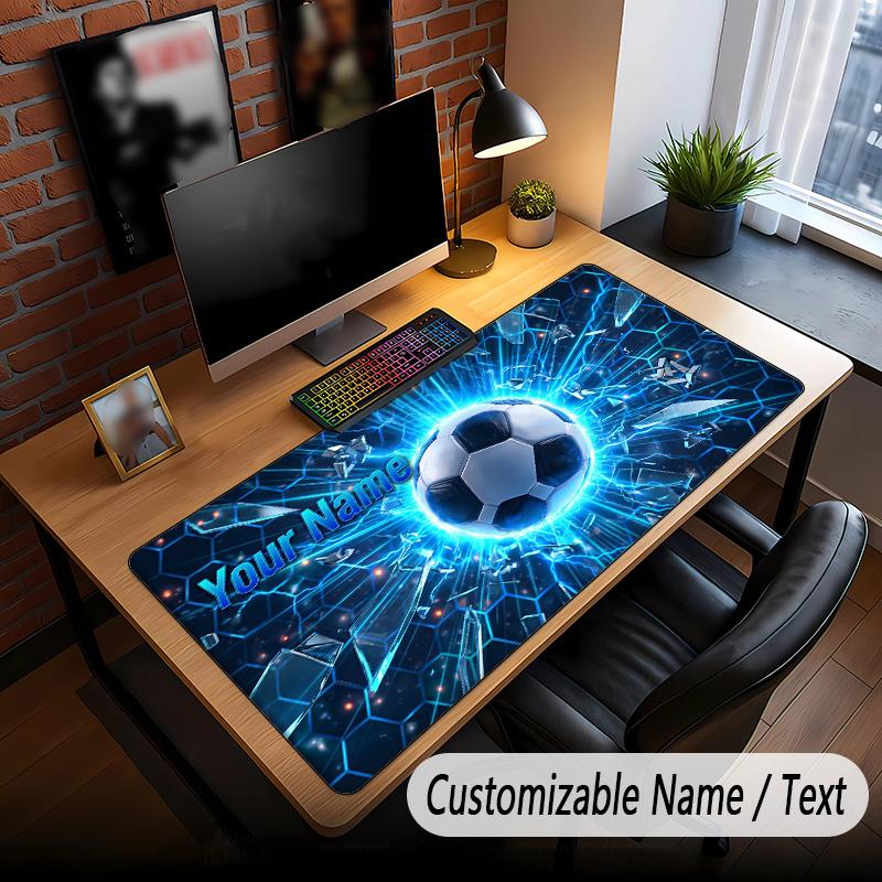 Soccer Theme Custom Mouse Pad Personalized With Name Text Customized Desk Mat For Office Home Decor