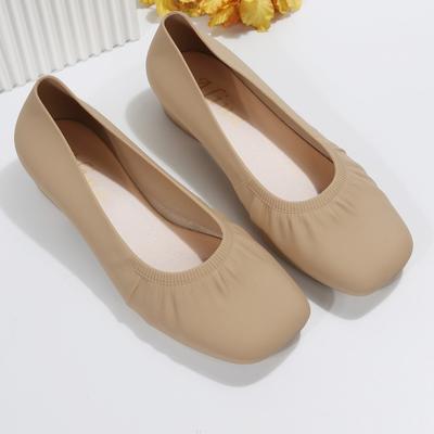 Женские туфли на толстом каблуке с квадратной головкой. Новые весенние женские туфли в стиле ретро. Складные рабочие туфли с неглубоким носком.