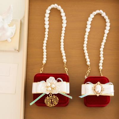 Heart Wedding Couples Rings Box Pearl Jewelry Box Jewelry Organizer Pets Collars Ring Box Gifts