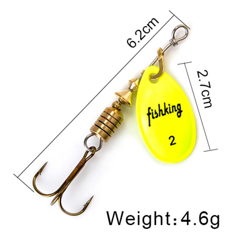 FISH KING Spinner Bait 3,9 г, 4,6 г, 7,4 г, 10,8 г, 15 г, приманки для ложки, металлические приманки для щуки с тройными крючками, искусственная приманка для окуня, рыболовная приманка