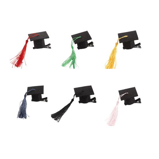 Yousheng Graduation Hat Hair Clip Felt Fabric Doctor Hat Shape Mini Cap with Tassel Hair Pin Kindergarten College Party Accessory