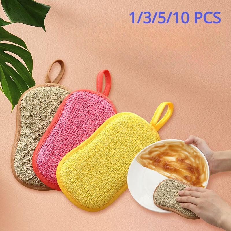 1/3/5/10 Pcs Kitchen Cleaning Sponge for Dish Non-Scratch Microfiber Sponge Scrubber Kitchen Home Cleaning Pot Pan Dish Washer Sponge