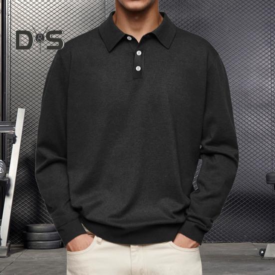 Мужская рубашка весна-осень с отложным воротником на пуговицах, свободный однотонный пуловер с длинными рукавами, повседневный формальный уличный топ для повседневной жизни, вечеринок, путешествий