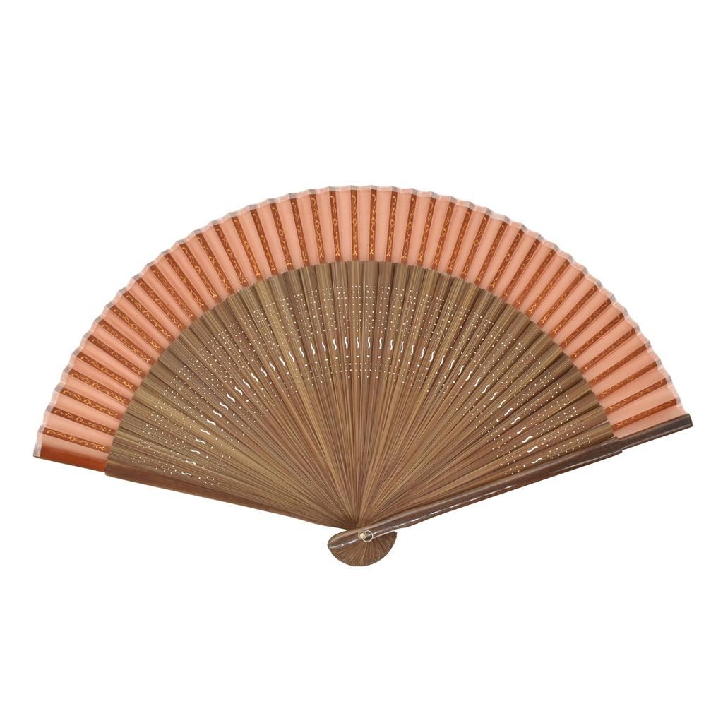 Onishi Ken Seihan Plain Short Silk Brick H21 Fan, Red/Tang Wood, Size Approx. S22-MTS01